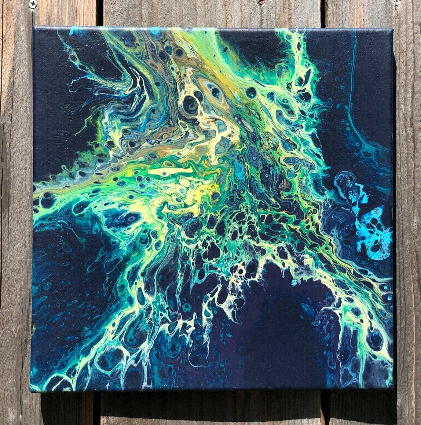Acrylic Pour Painting – Original Abstract – 12×12 – Palancar – Signed