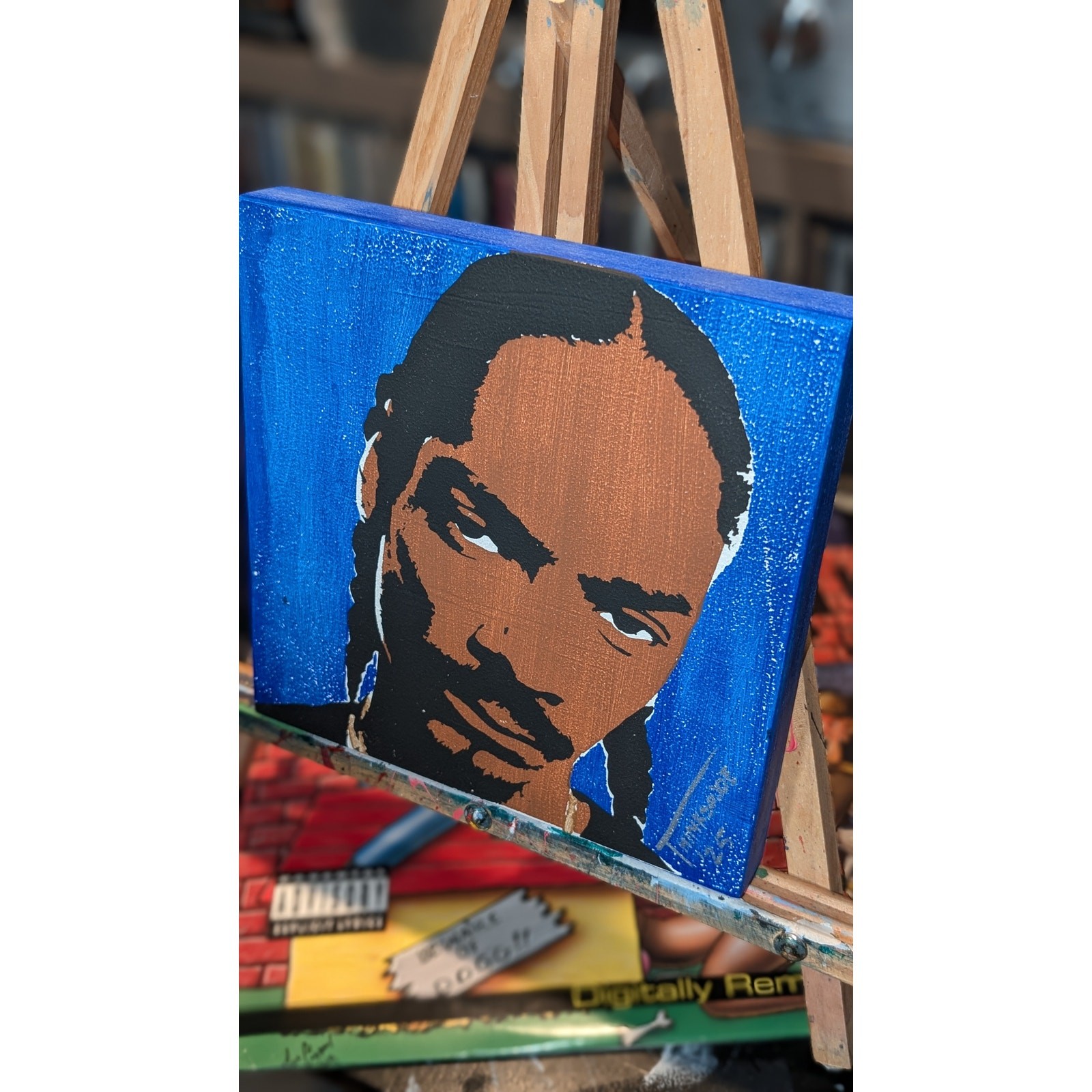 Snoop Dogg Original Stencil Art – Hand Painted 8×8 Wood Panel Hip Hop Decor