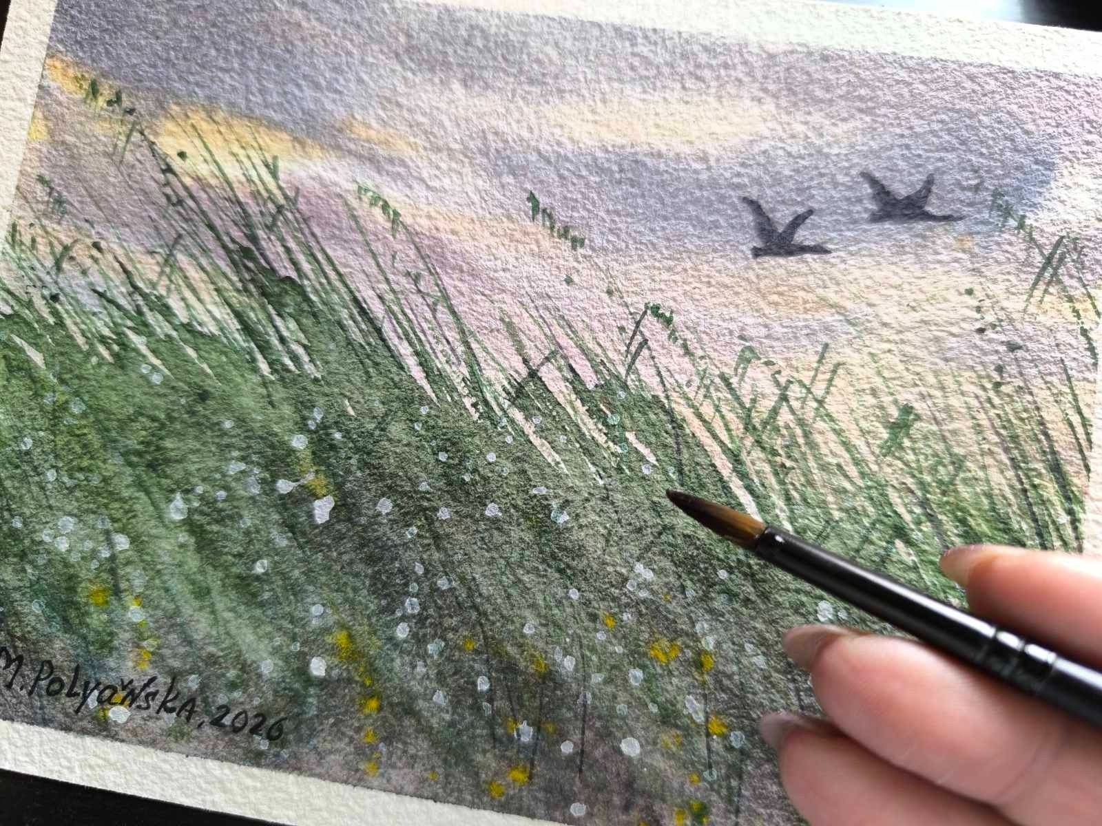 DUCKS FLY Original Artwork Modern Painting Landscape GEESE FLY Art Seascape Gift