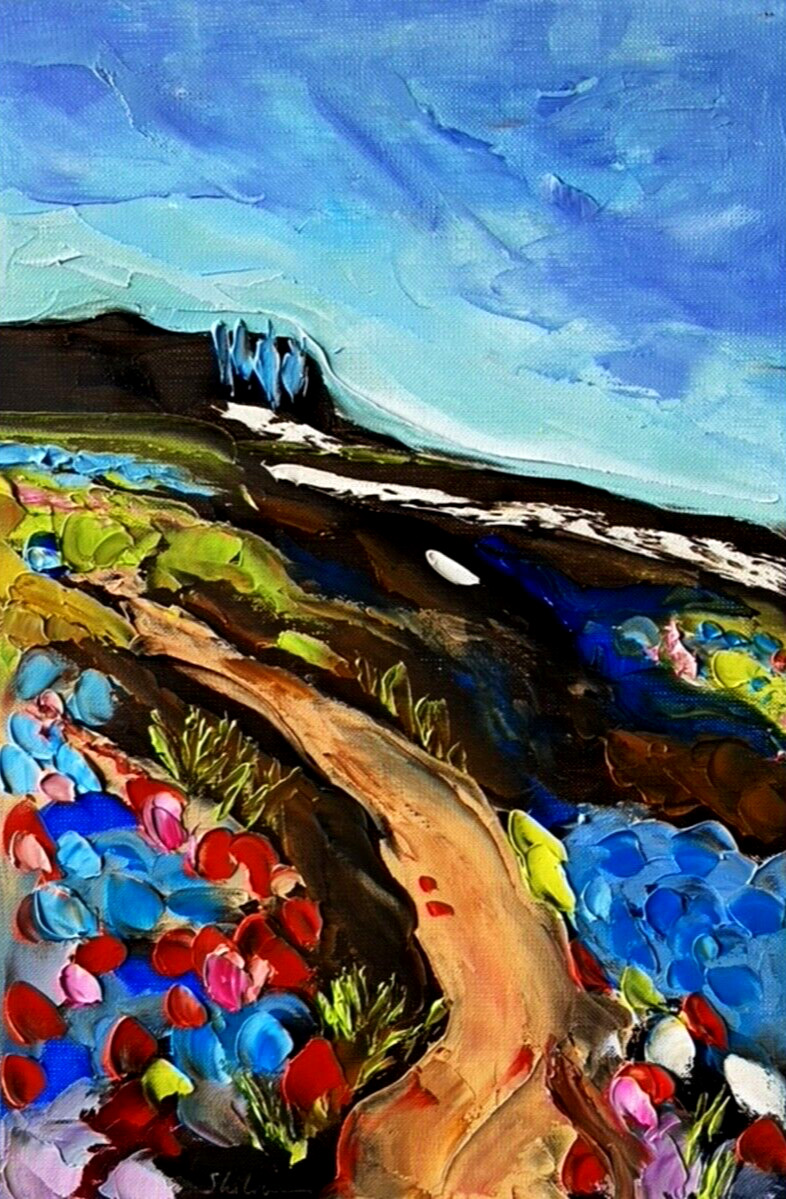 Oil Painting National Park Original Art Landscape Mountain Floral Textured