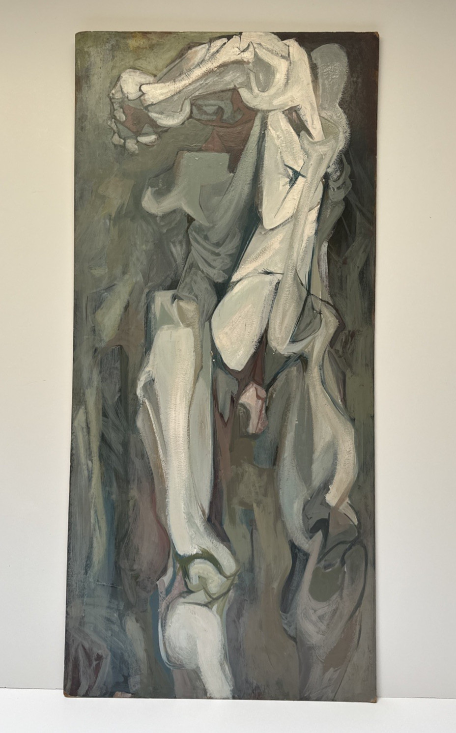 LARGE MID CENTURY PAINTING ABSTRACT CUBIST EXPRESSIONIST PORTRAIT MODERNIST OIL