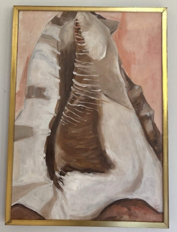 Seashell Oil Painting Gold Leaf Frame Titled Grand Coquillage II Fine Art