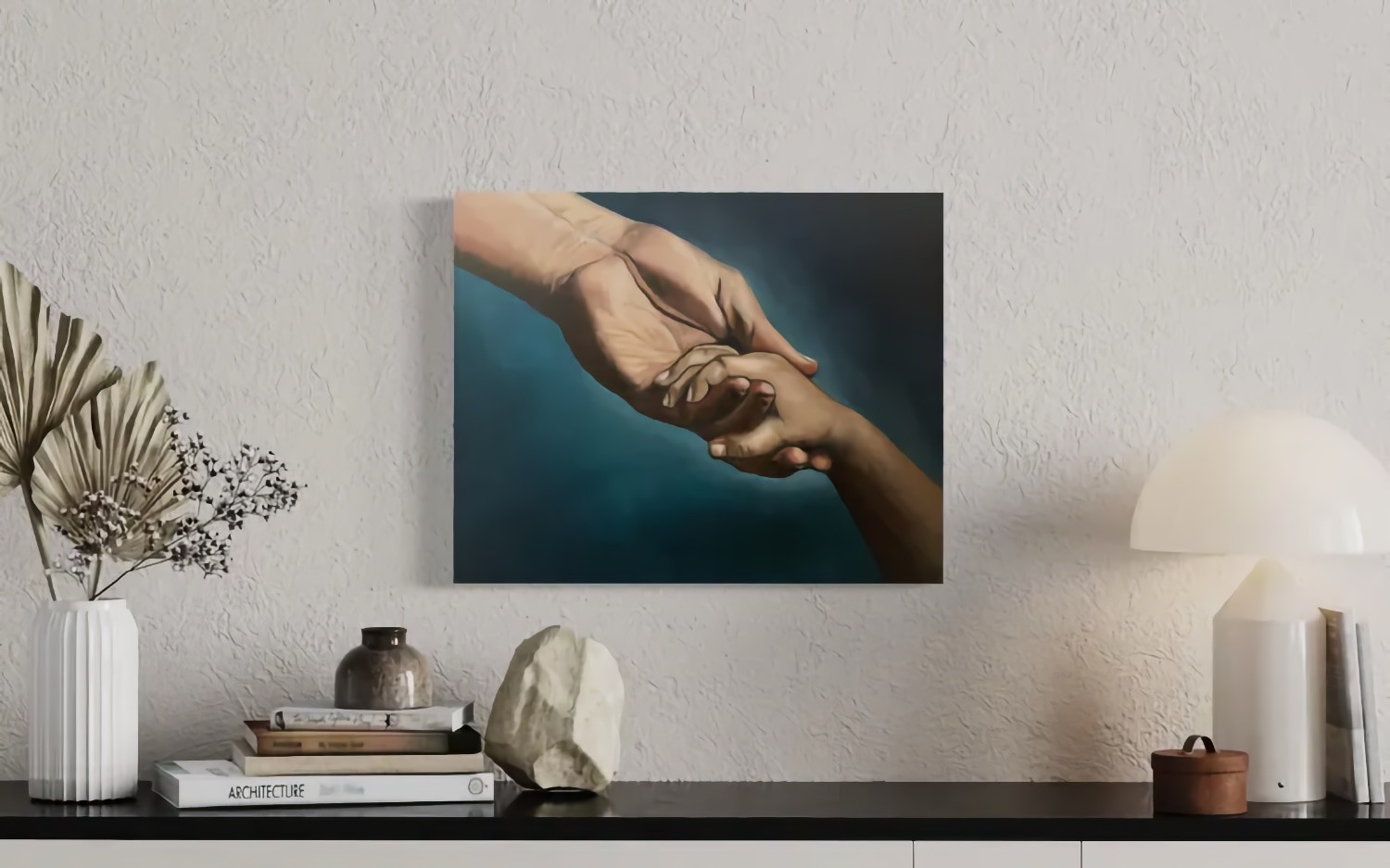 Child Adult Hands Original Oil & Mixed Media Painting Canvas 36″x24″ Home Decor