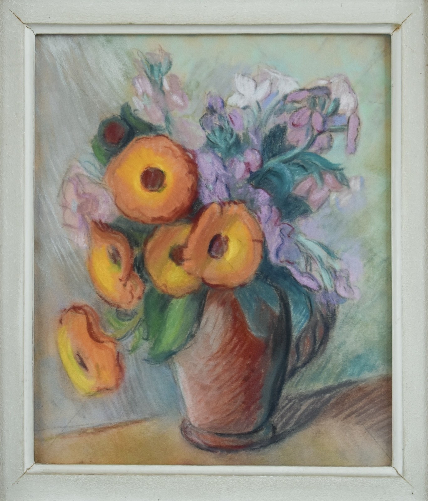1950s French Pastel Floral Still Life Claire Demartinecourt Salon Independants