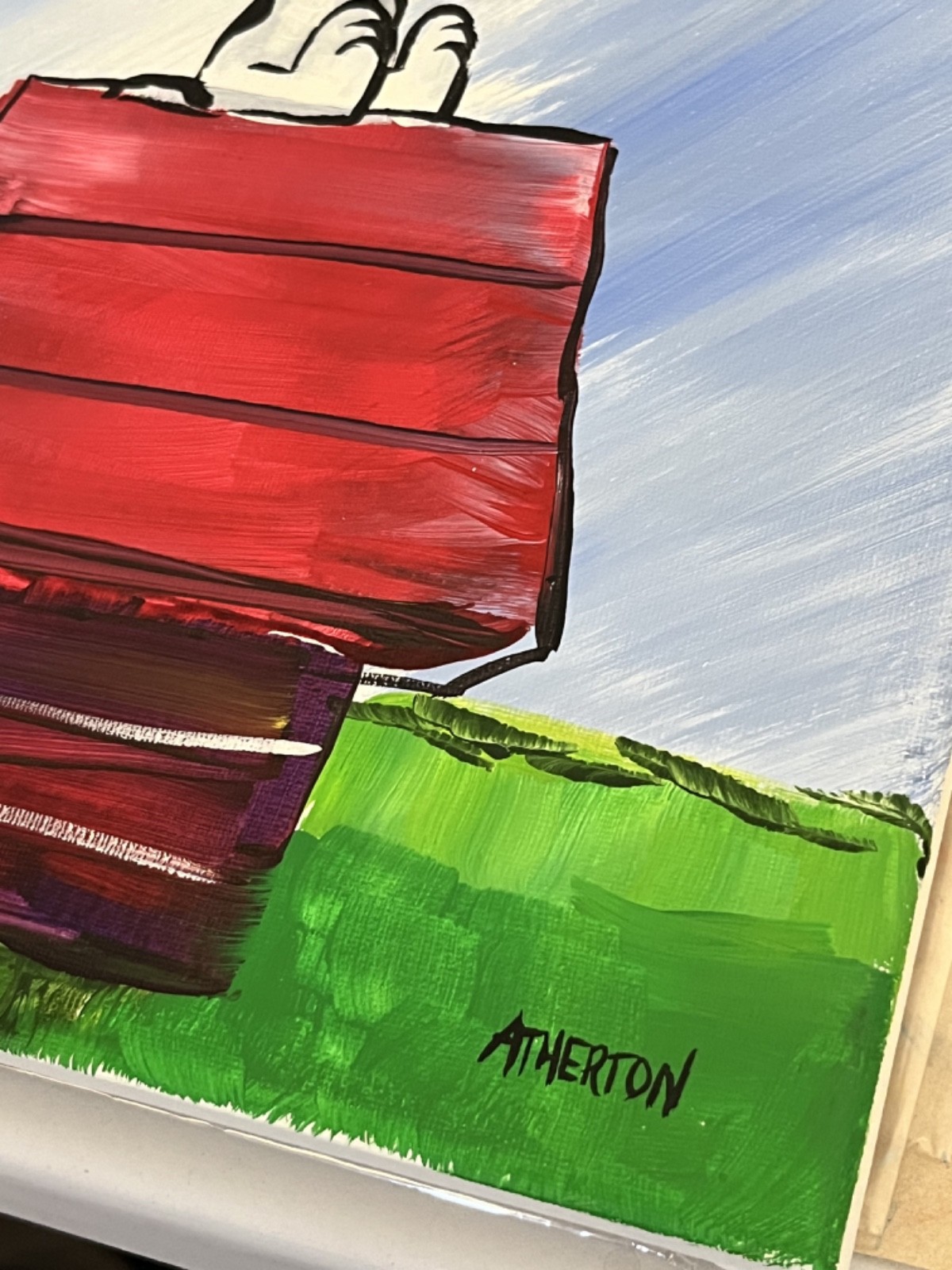 Atherton 11×14 Original Pop Art Acrylic Painting «Baron Snoopy» hand signed