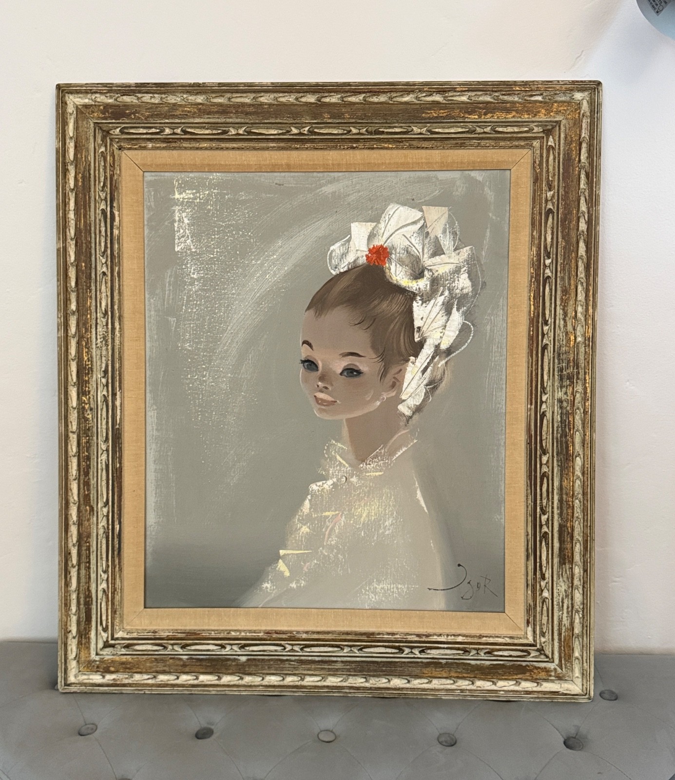 Igor Pantuhoff Signed Original Oil Painting Girl Portrait Vintage MCM Framed