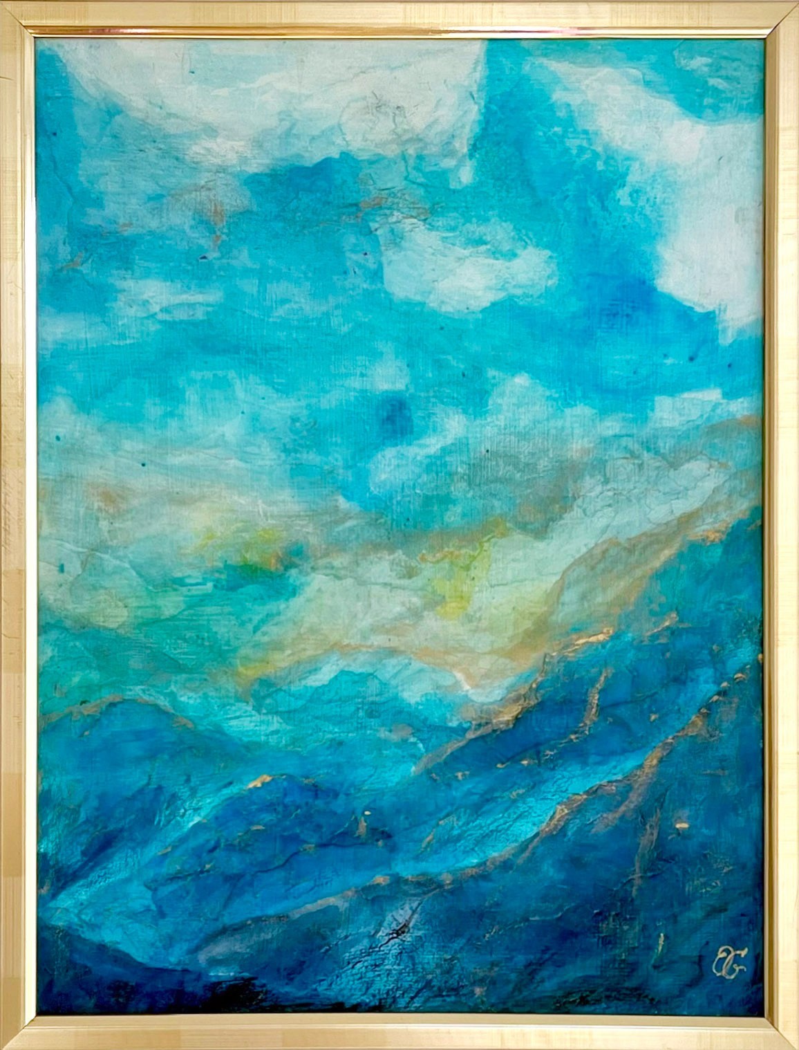 art 604 original painting OH 40×30 cm alcohol inks on primed cardboard abstract