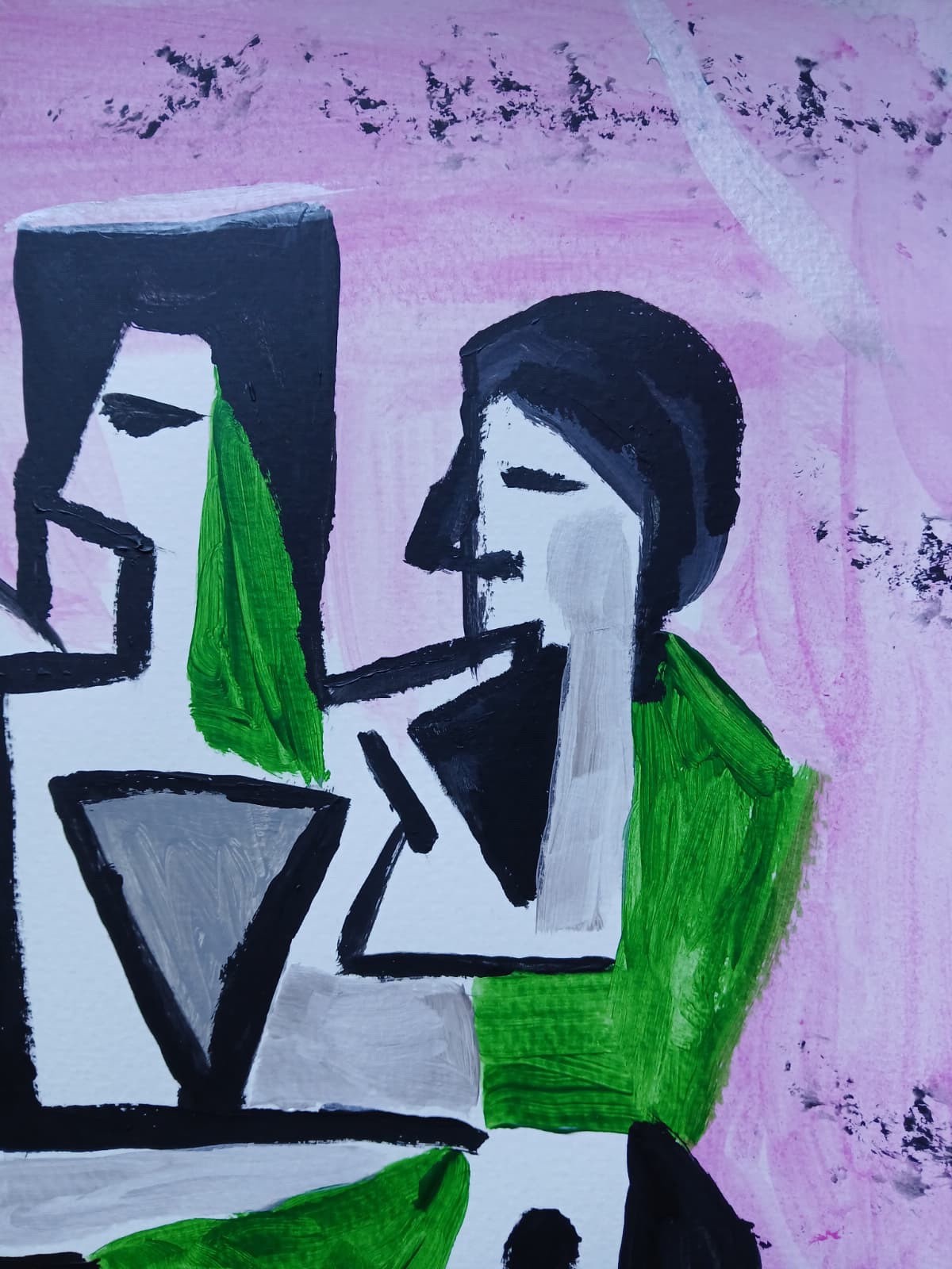 EXPRESSIONISM ABSTRACT 11×14 Three Women Modern Street ART Colorful Painting