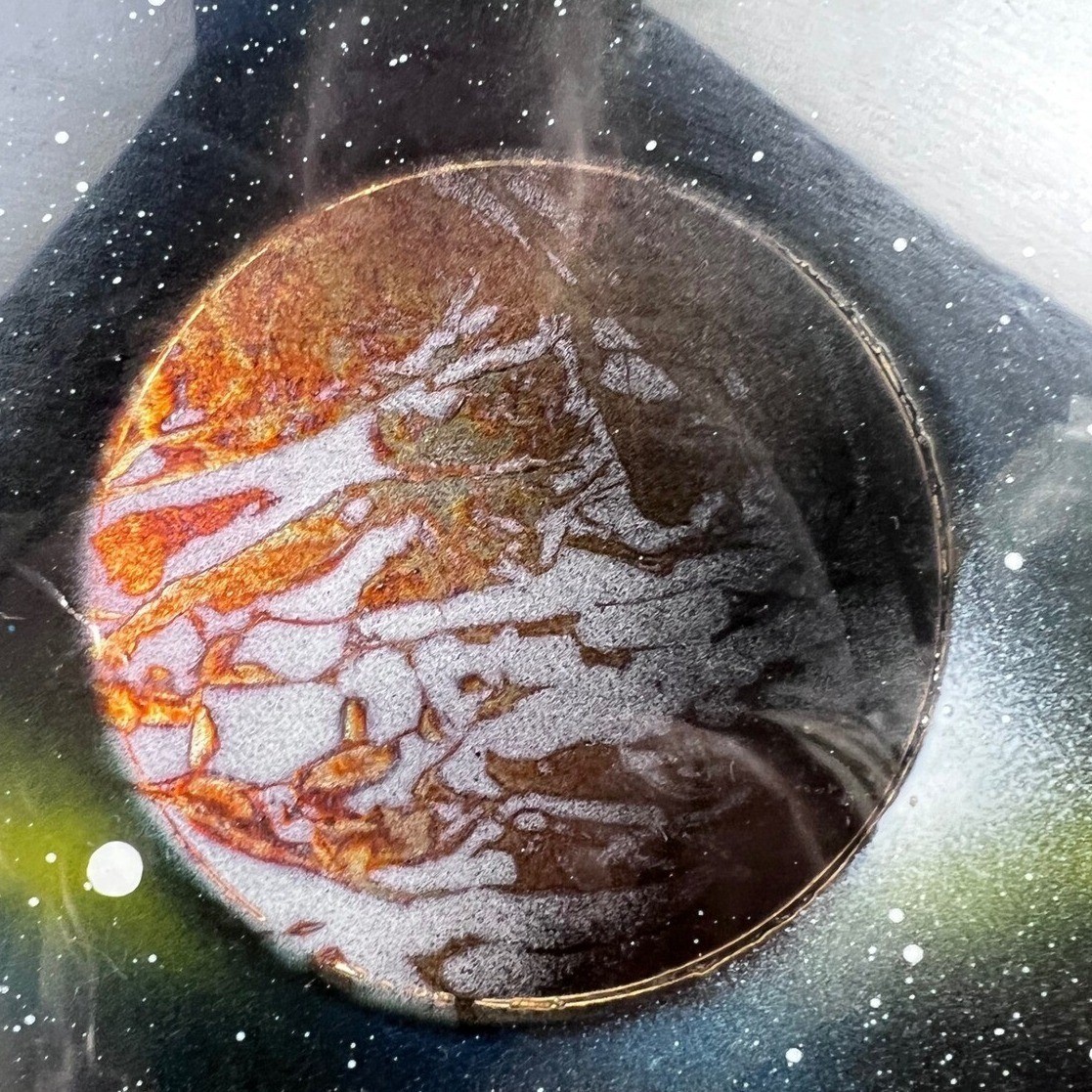 Y2K Vintage Framed Sci-Fi Outer Space Art Print Planets Stars Celestial Painting