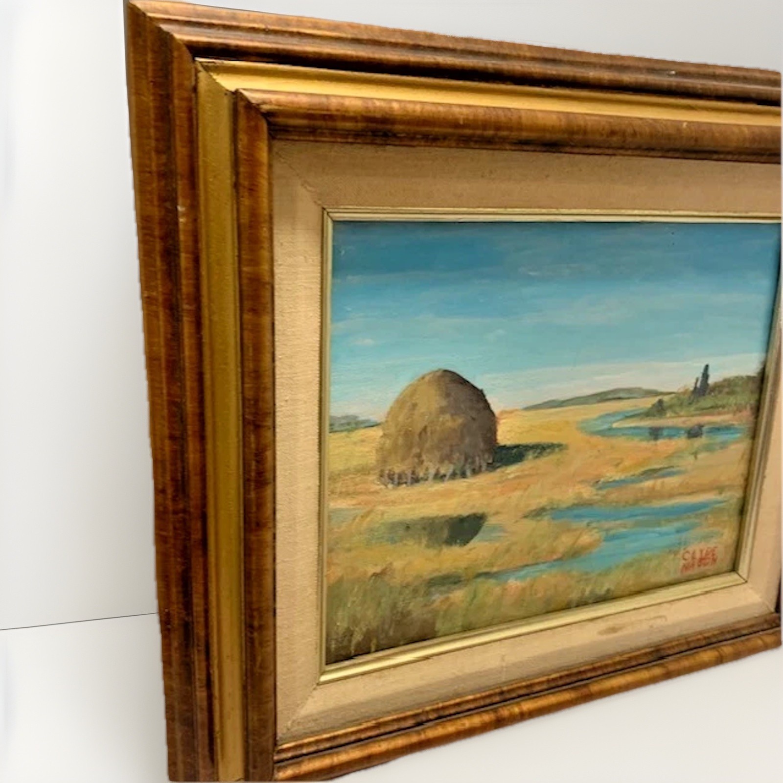 Original Art Moody Impressionist Painting Signed Western Landscape River Vintage