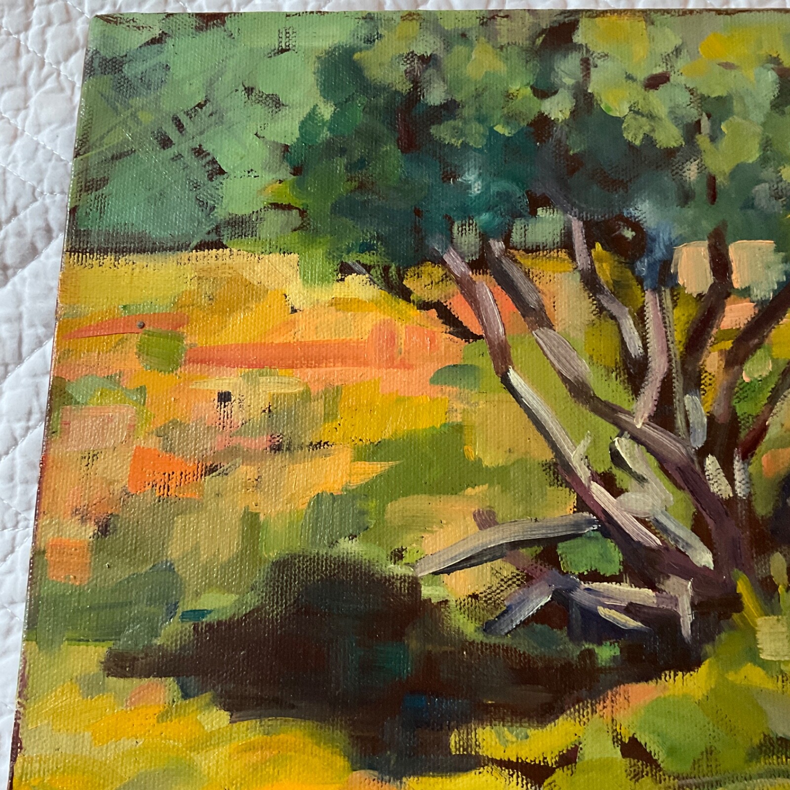 Impressionist landscape original acrylic PAINTING trees signed wall art modern