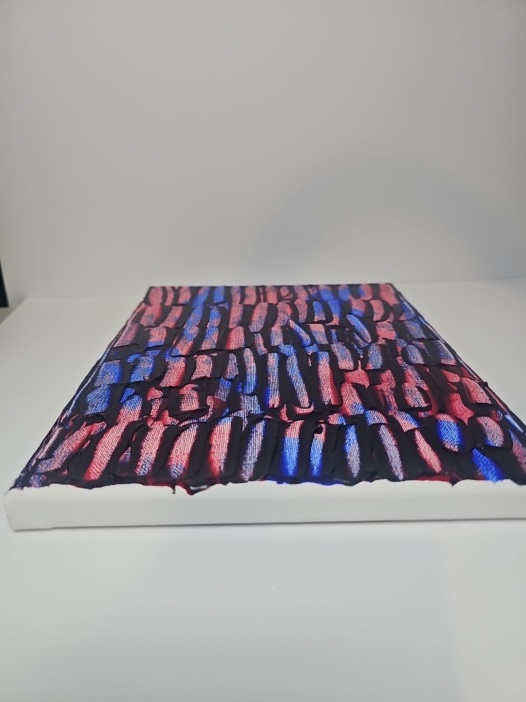 Red And Blue Multicolor Acrylic Abstract Original Art 8×10 Canvas
