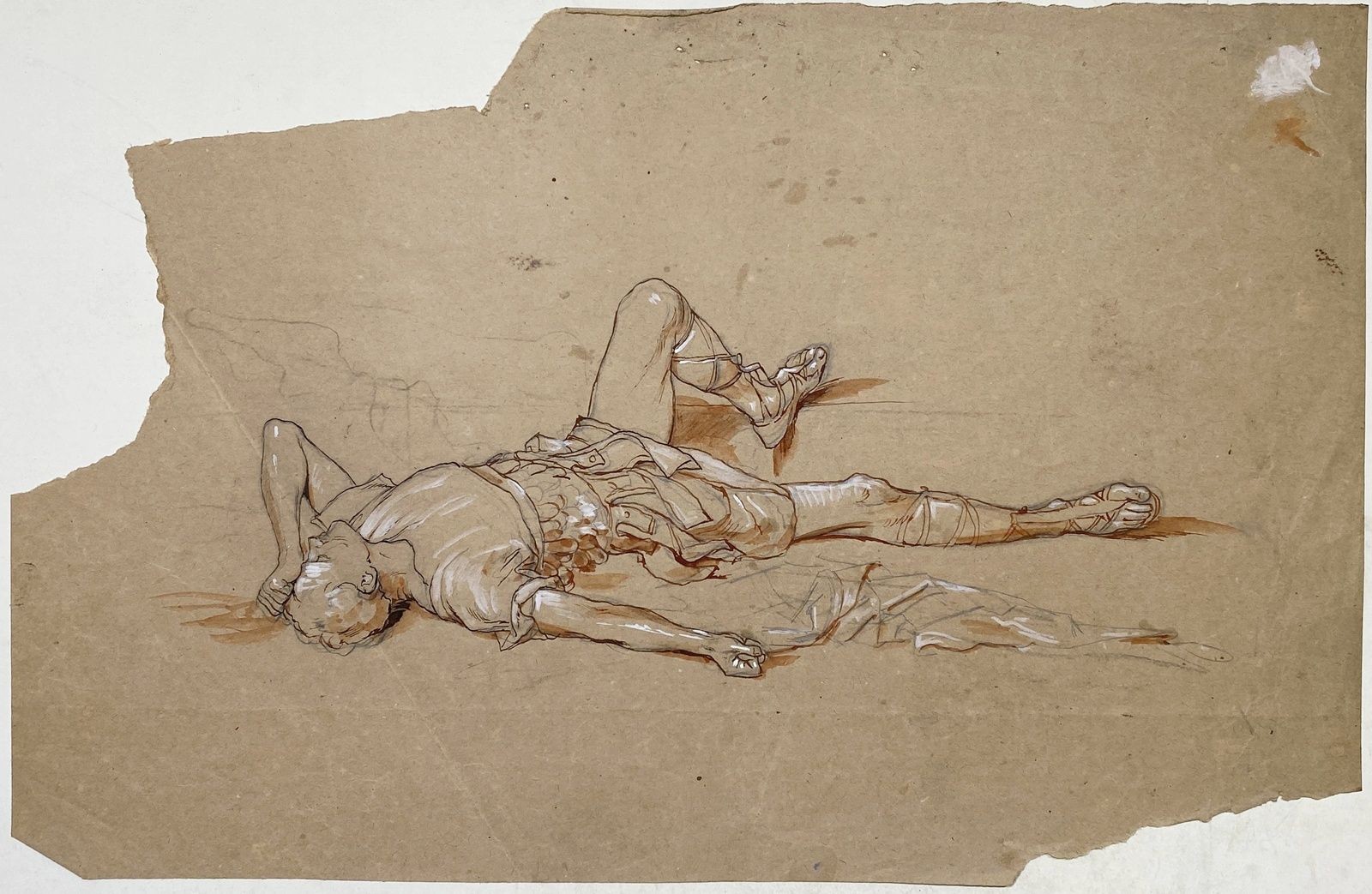 Hermann Schneider – lying Roman soldier Roman novel soldier drawing