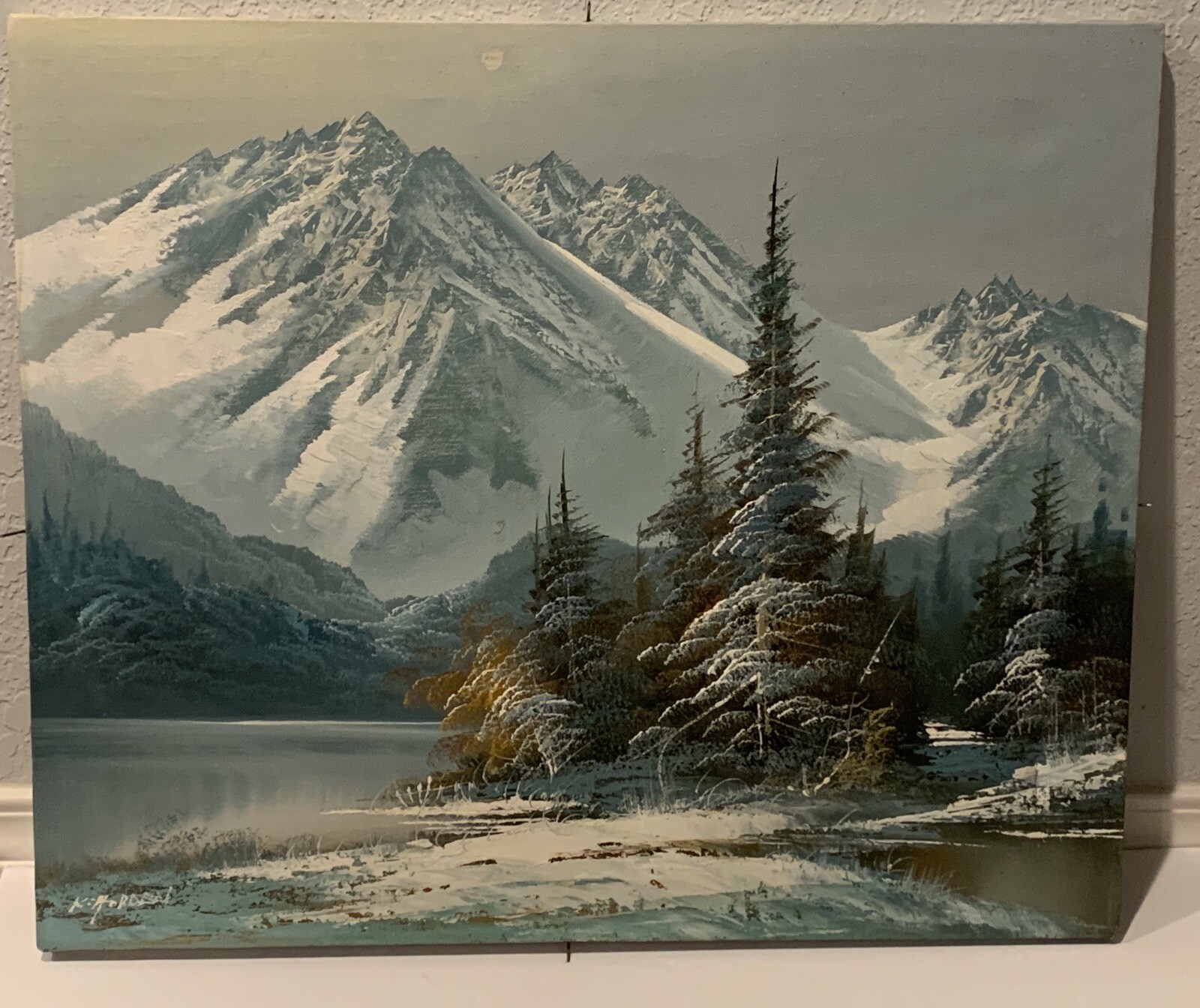 Vintage Original Signed HORDEN Mountainscape Snow Scene Oil Painting