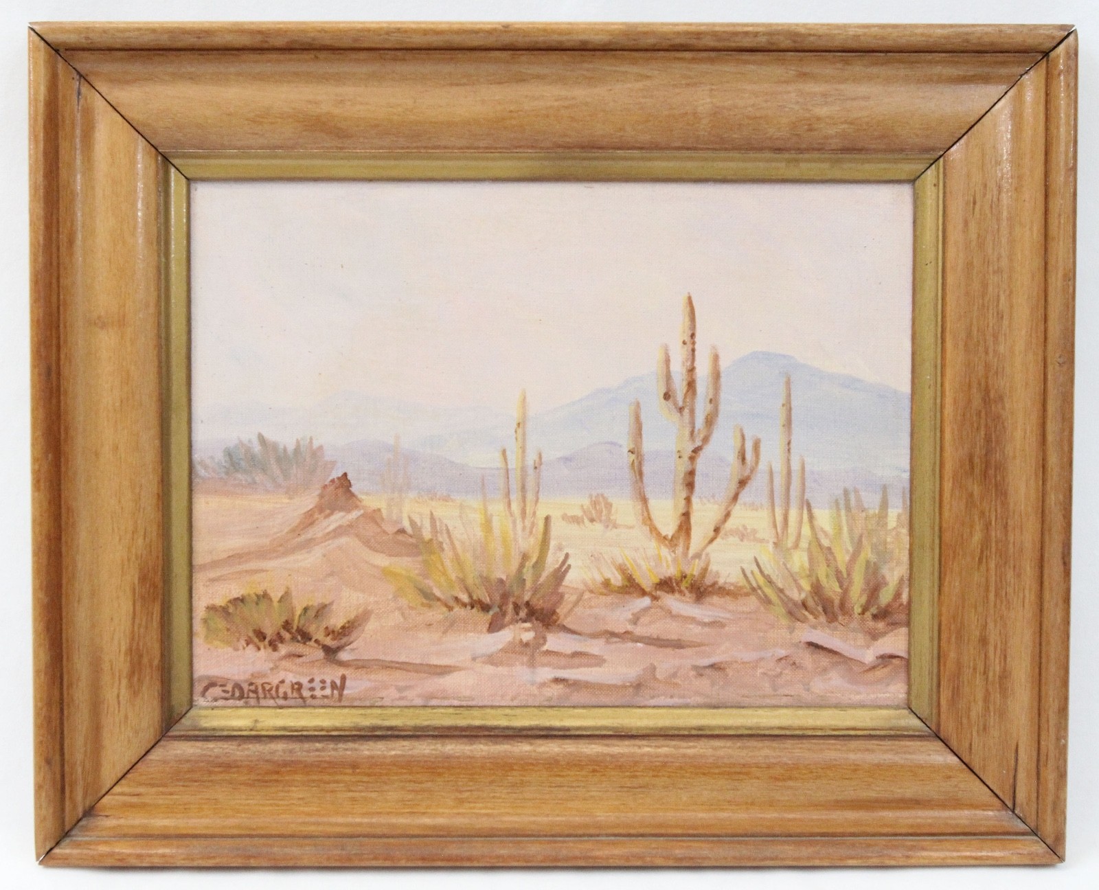 Sid Cedargreen 9×12 Vintage Oil Painting Desert Landscape Arizona Saguaro Cactus