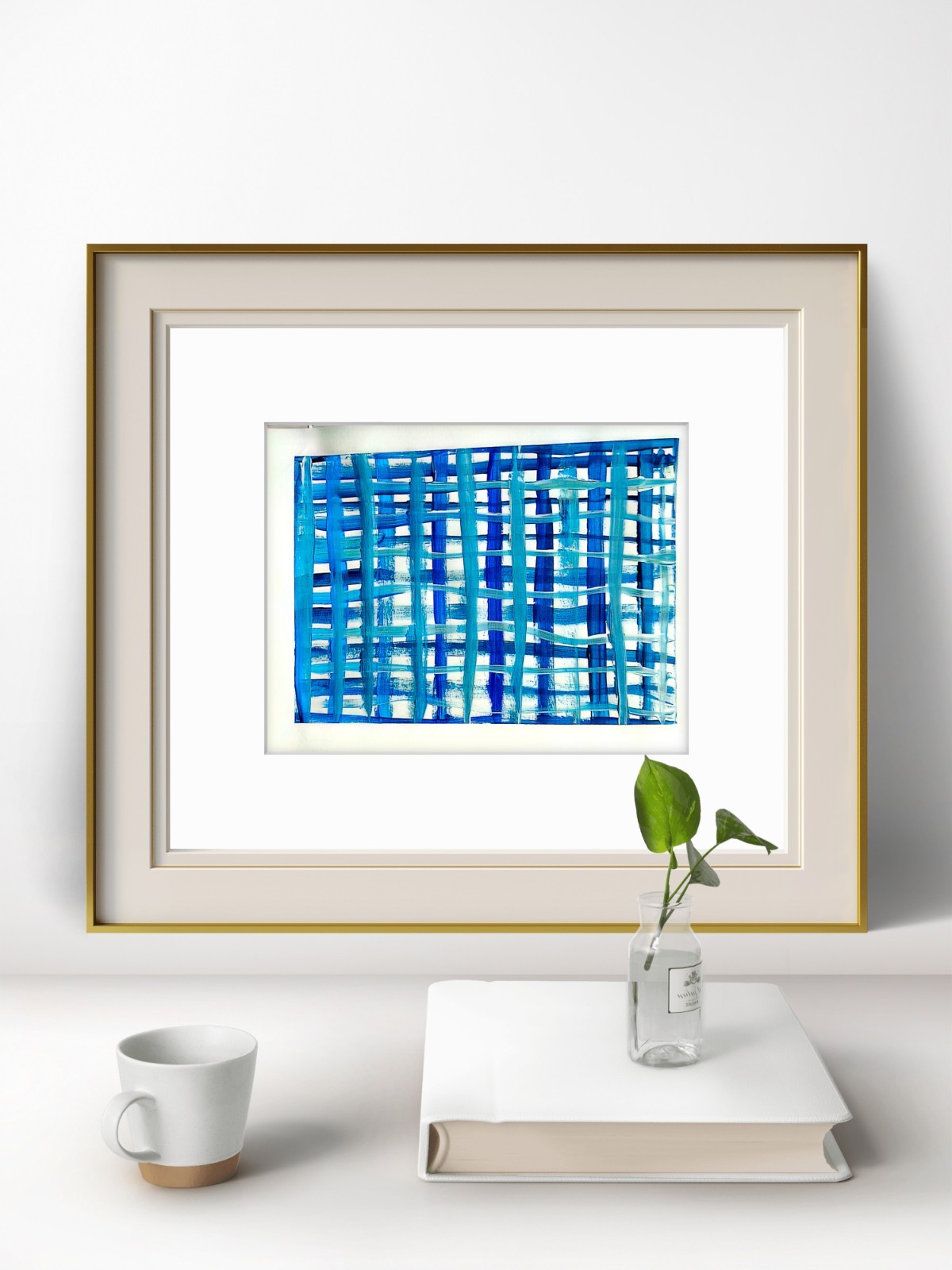 Blue Abstract Woven Pattern Contemporary Expressionist 12×12 Paper