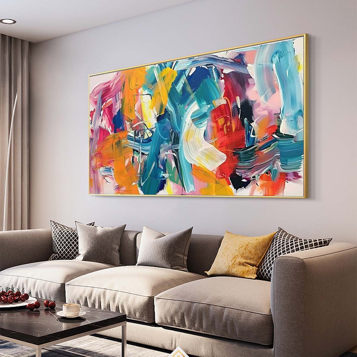 Modern Palette Knife Texture Colorful Abstract Wall Art Oversize Oil Painting#06