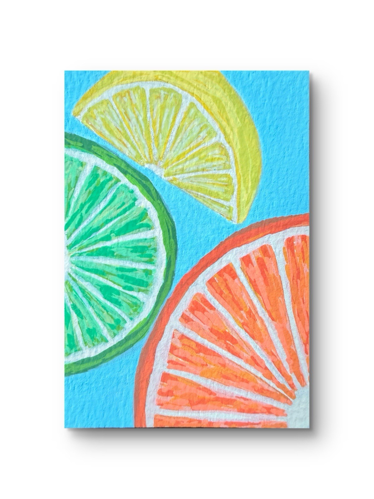 Original ACEO Acrylic Fruit Whimsical Mini Painting 3.5”x2.5” Handmade Art