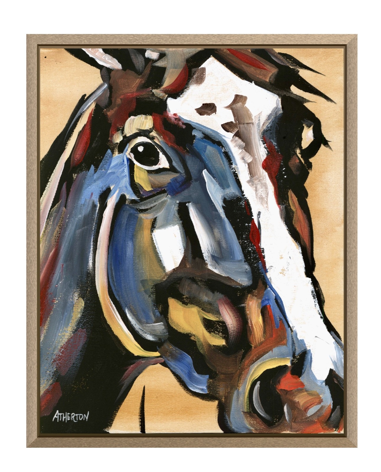 Atherton 11×14 Original Expressionism Acrylic Painting «Horse Close Up» signed