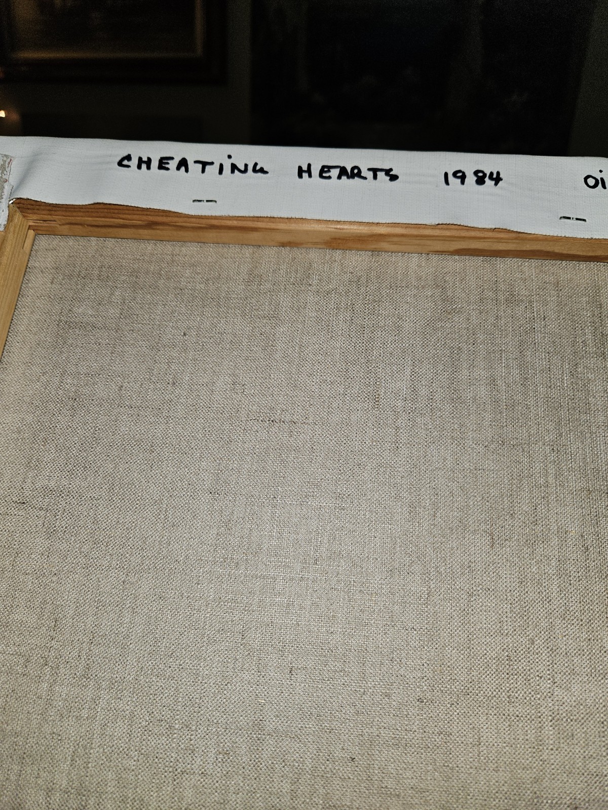 Original VTG 1984 Abstract Art Oil On Linen «Cheating Hearts» Michael B.Stuart
