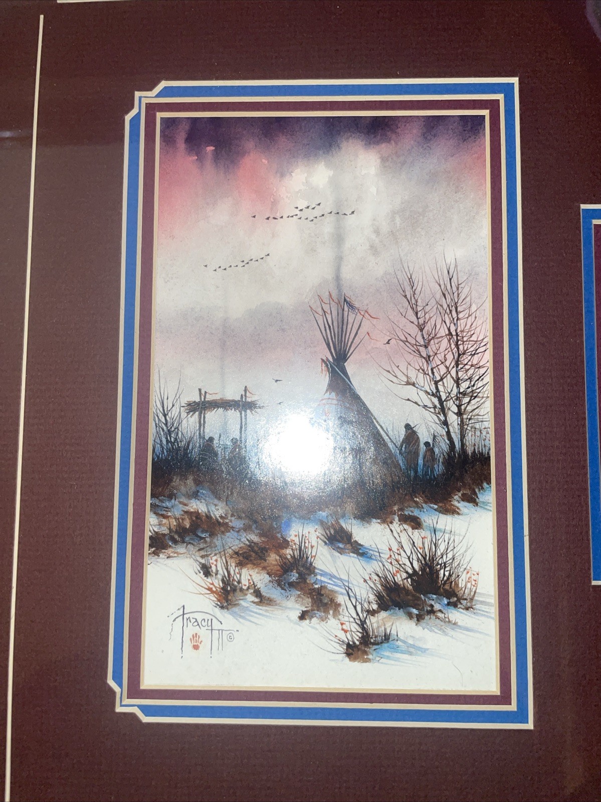Vintage John Tracy II Signed Framed Original Painting with Arrowhead Native