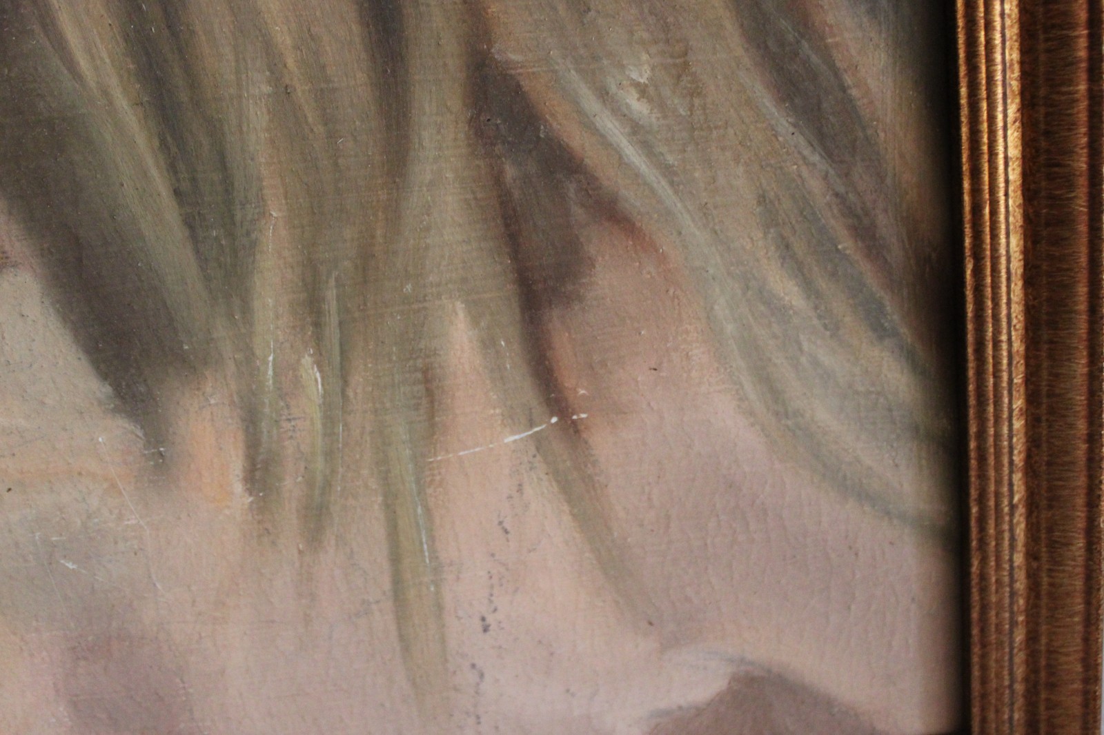 ORIG VINTAGE OIL PAINTING PORTRAIT BEAUTIFUL BLOND WOMAN GIRL FRAMED FOLK ART