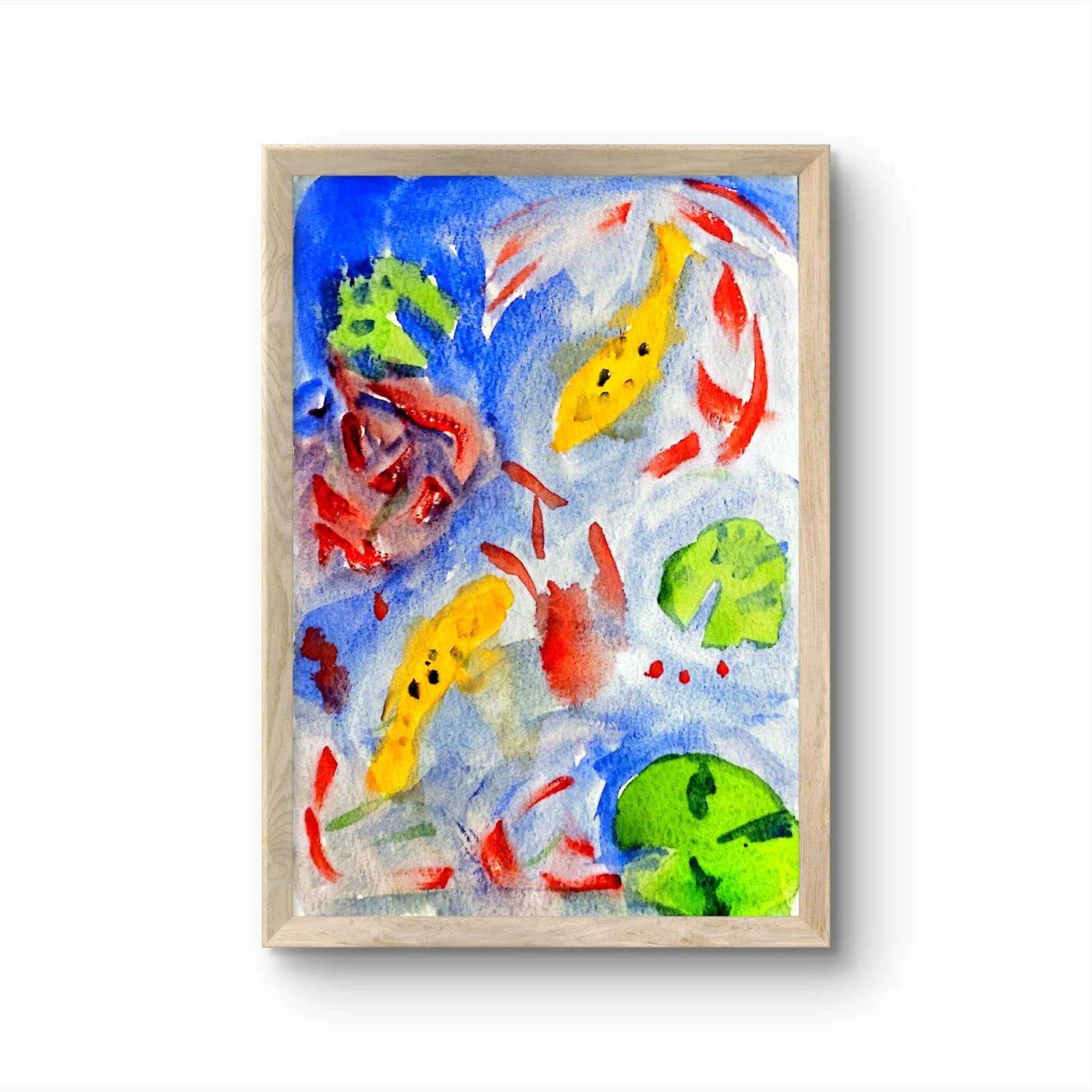 Koi Pond Contemporary Pop Art Acrylic Painting Signed