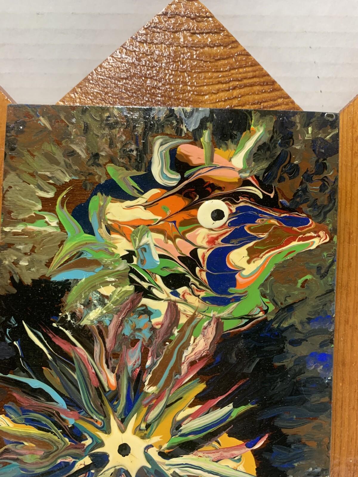 LOOK! RARE GORGEOUS Abstract Contemporary PAINTING “Fishie Outlook” SIGNED