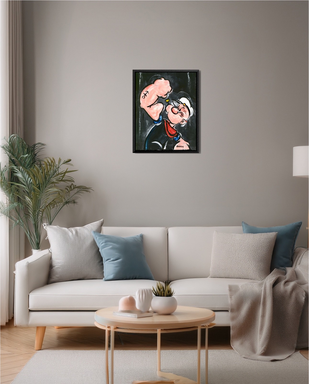 Original 11×14 Sailor Cartoon Inspired Painting Acrylic Pop Art Strongman Popeye
