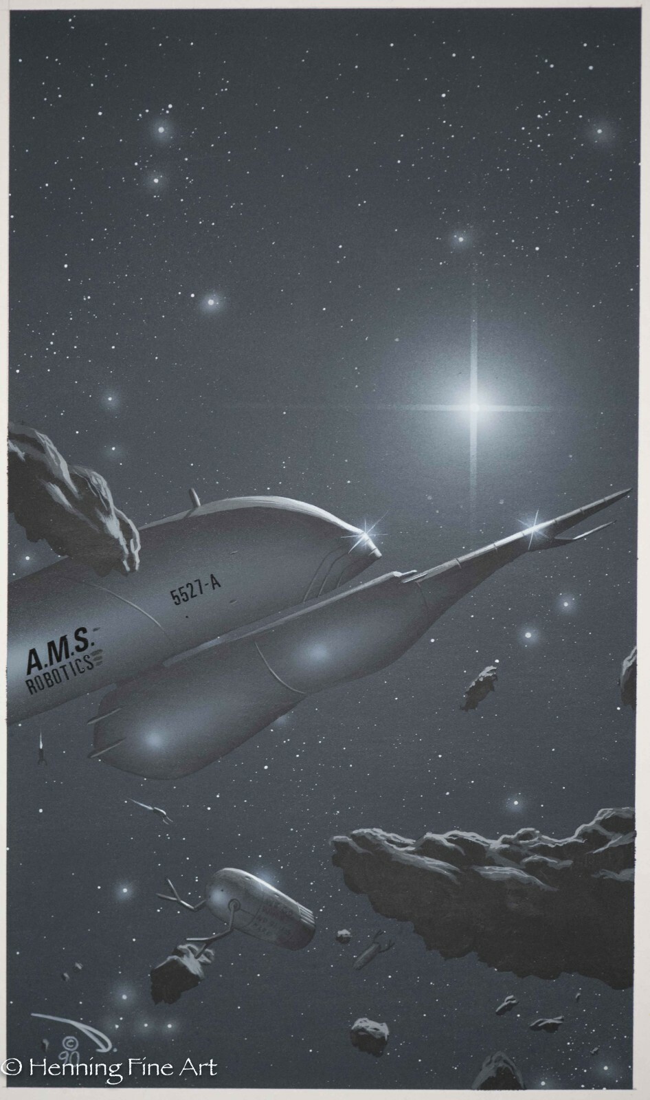 Robert Daniels Jr. Space Illustration Original Acrylic Outer Space Robotics 2