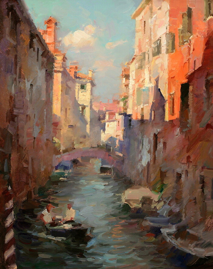 Morning Venice Laneway Oil painting Wall art Giclee Printed on canvas P438