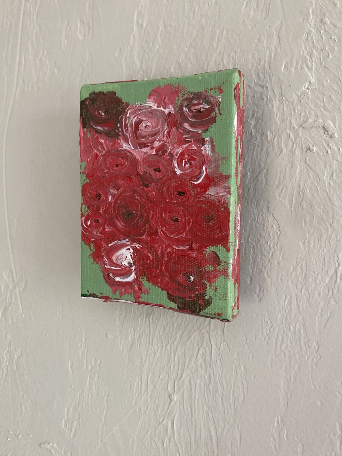 One of One Abstract Roses Floral Painting on Canvas, Small Unframed Single Piece