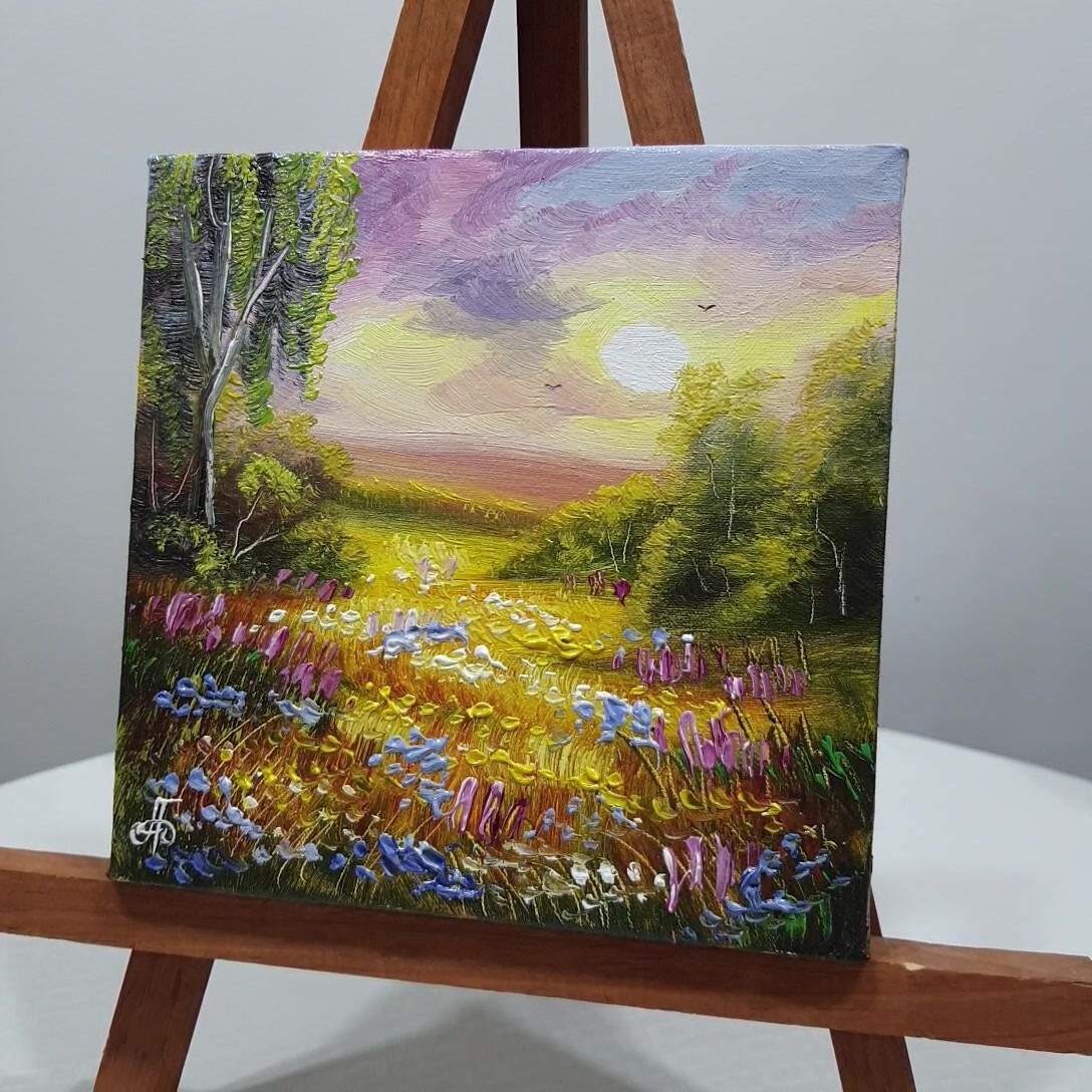 Landscape Original Hand Painted Home Decor Wall Art Gift Summer Ukrainian Artist