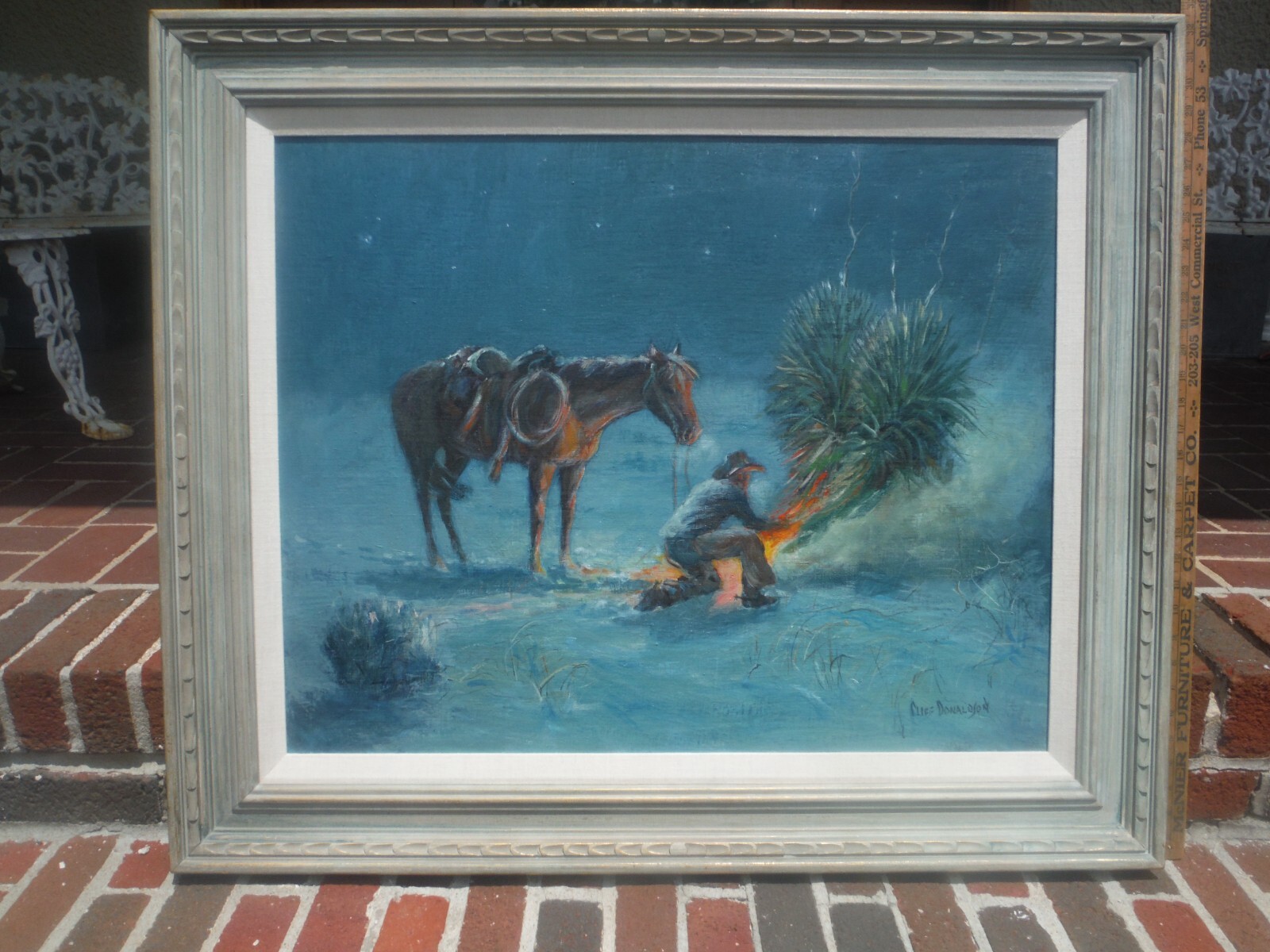 1960’s CLIFF DONALDSON OIL ON CANVAS BOARD PAINTING COWBOY FRAMED LISTED ARTIST