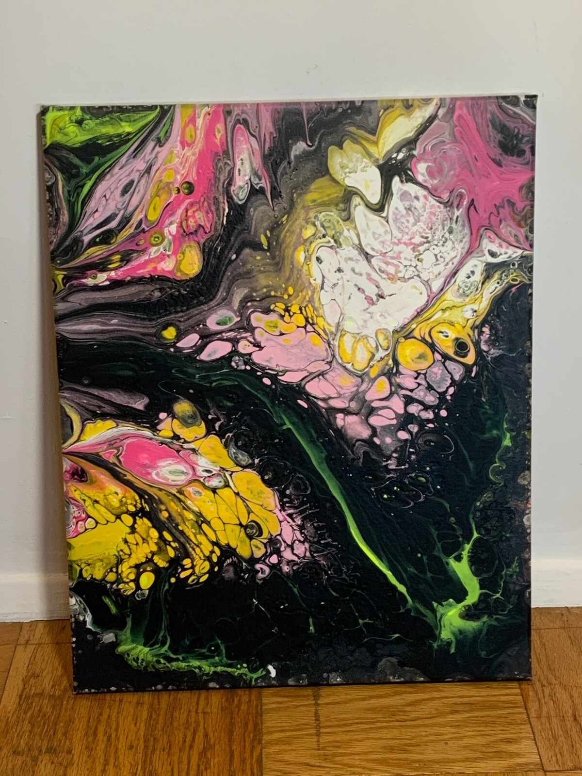Floral Acrylic Painting – 16 X 20 Inches – Pink And Yellow – Original