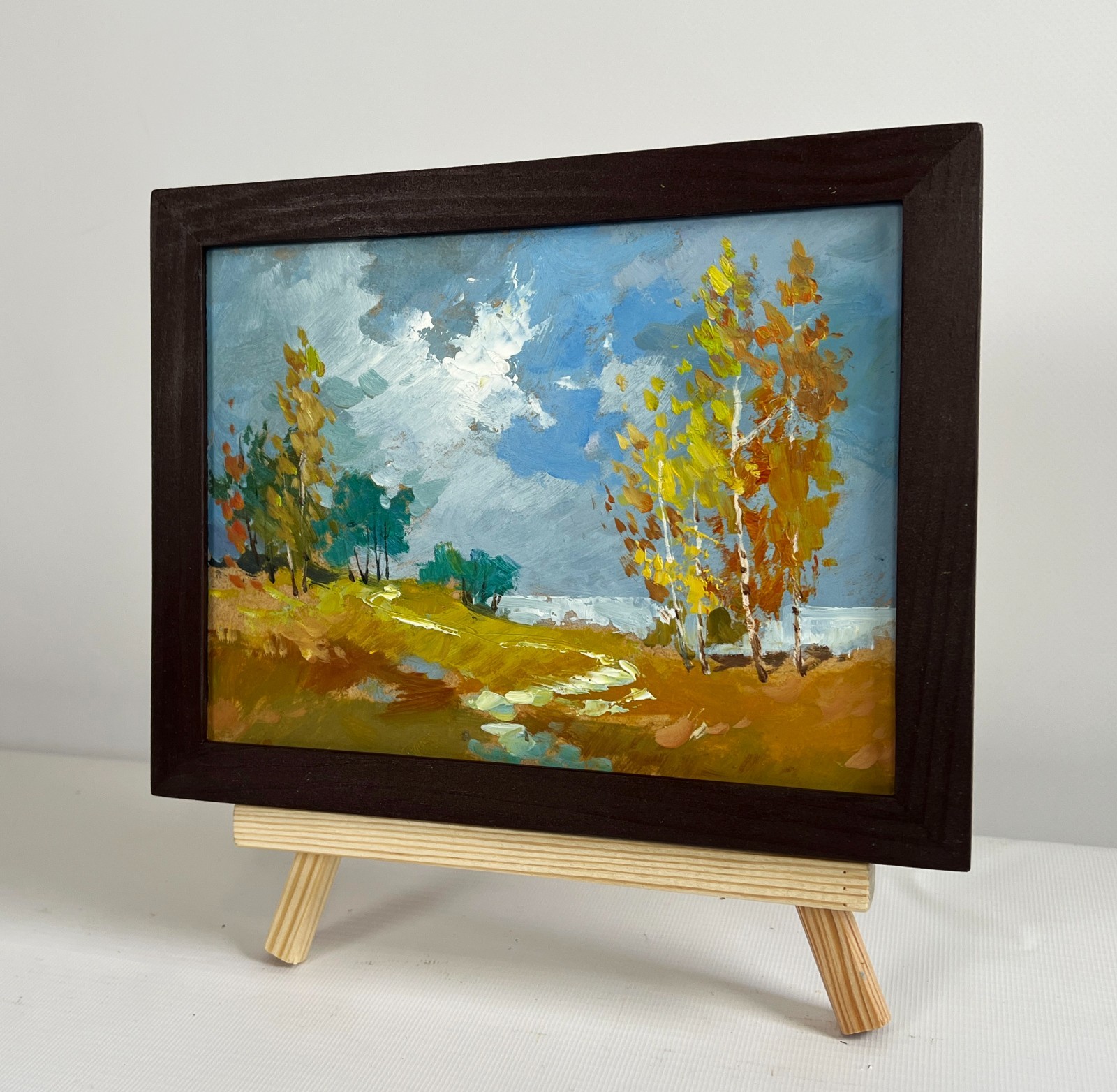 Oil Painting Autumn Trail With Fallen Leaves Y. Suprunchuk Original nAAA4408