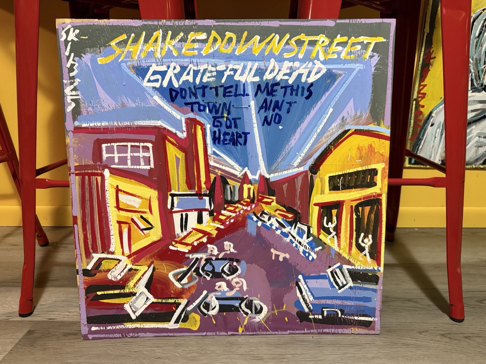 Steve Keene Painting Grateful Dead Shakedown Street Album Cover 24” X 24”