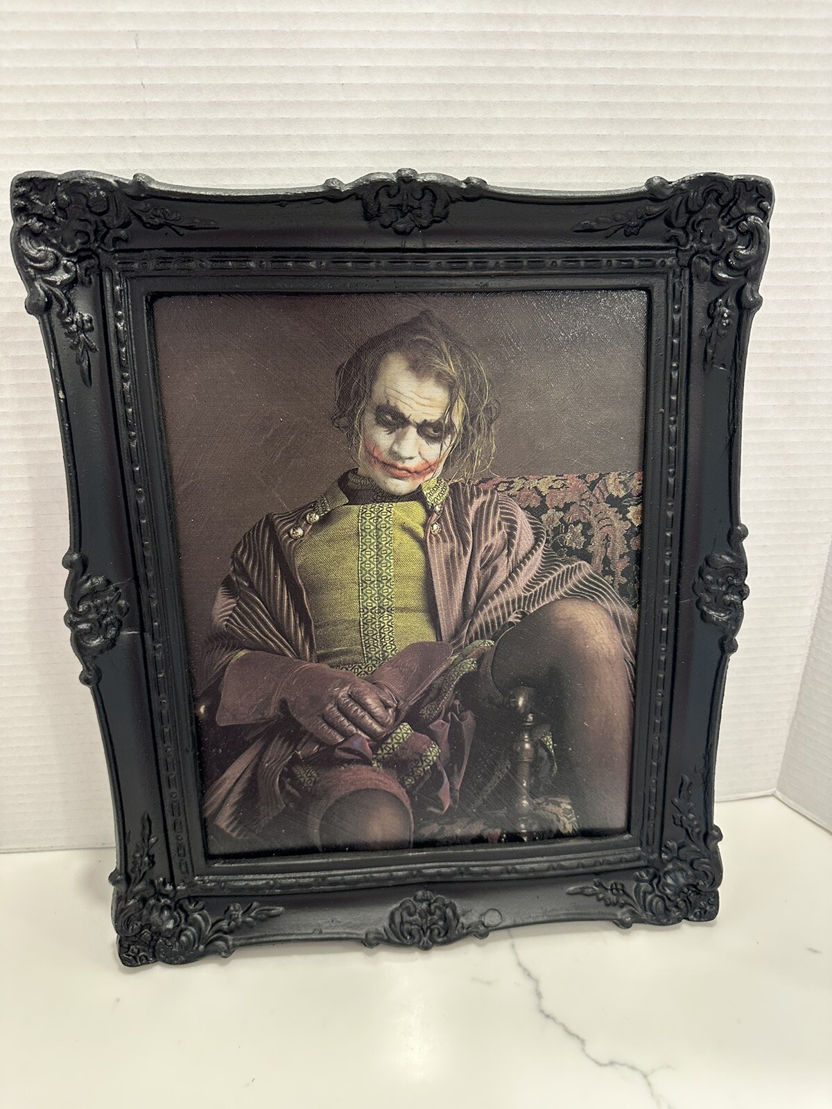 Heath Ledger Dark Knight Joker Oil Paint Over Photo Framed 12”x 14.5”