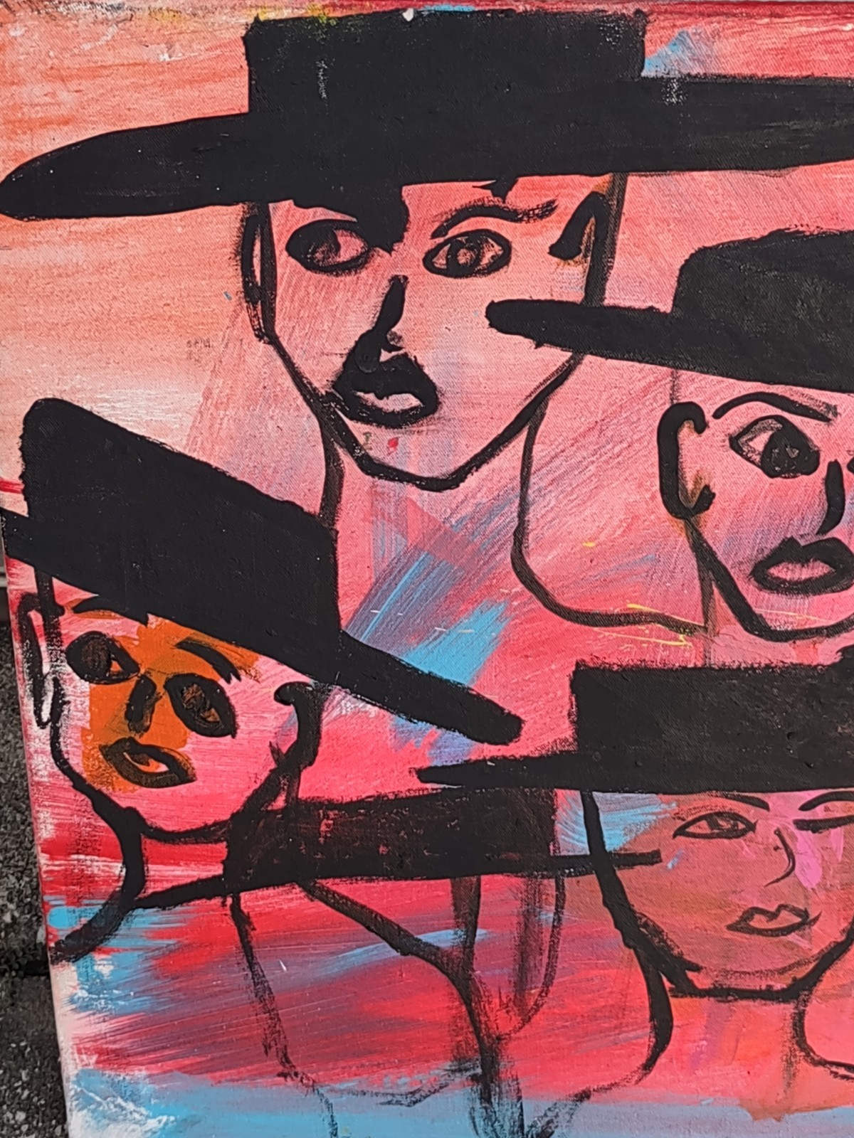 VTG PORTRAIT PAINTING FASHION ART DECO FASHION MODERNIST UNSIGNED MYSTERY ART