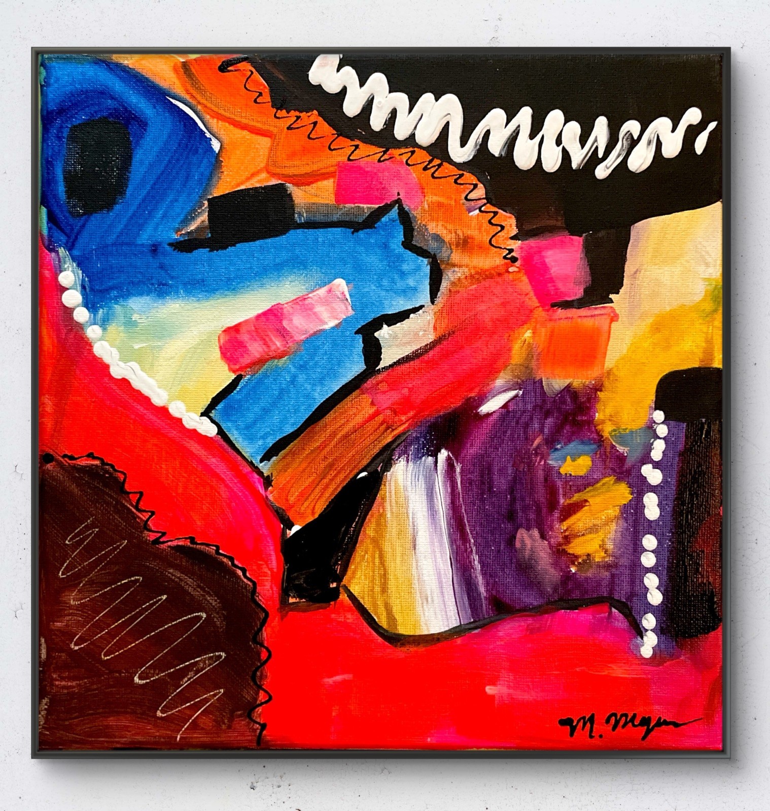 Mary Myers Original Abstract Expressionism 8×8 Colorful Abstract Signed Fine Art