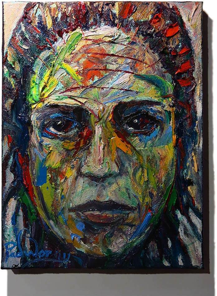 FEMALE PORTRAIT OIL█PAINTING GIRL█CUBISM ART█POP SIGNED VINTAGE ORIGINAL 16 x12″
