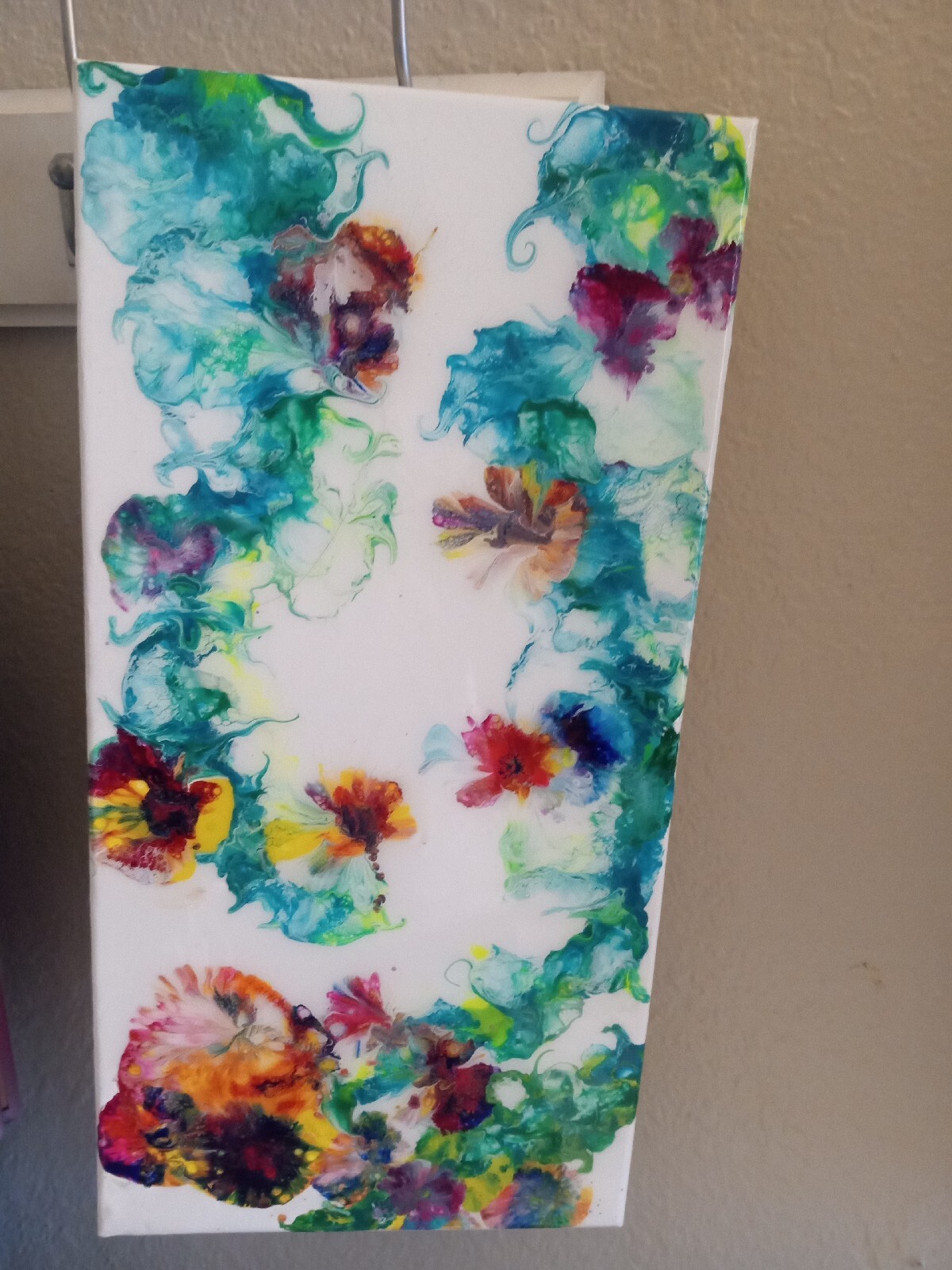 Original Artwork: Epoxy Resin and Acrylic Painting in Shades of Blue and Brown
