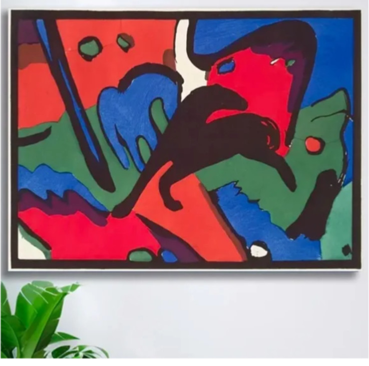The Blue Rider with Franz Marc by Wassily Kandinsky Framed Canvas Painiting
