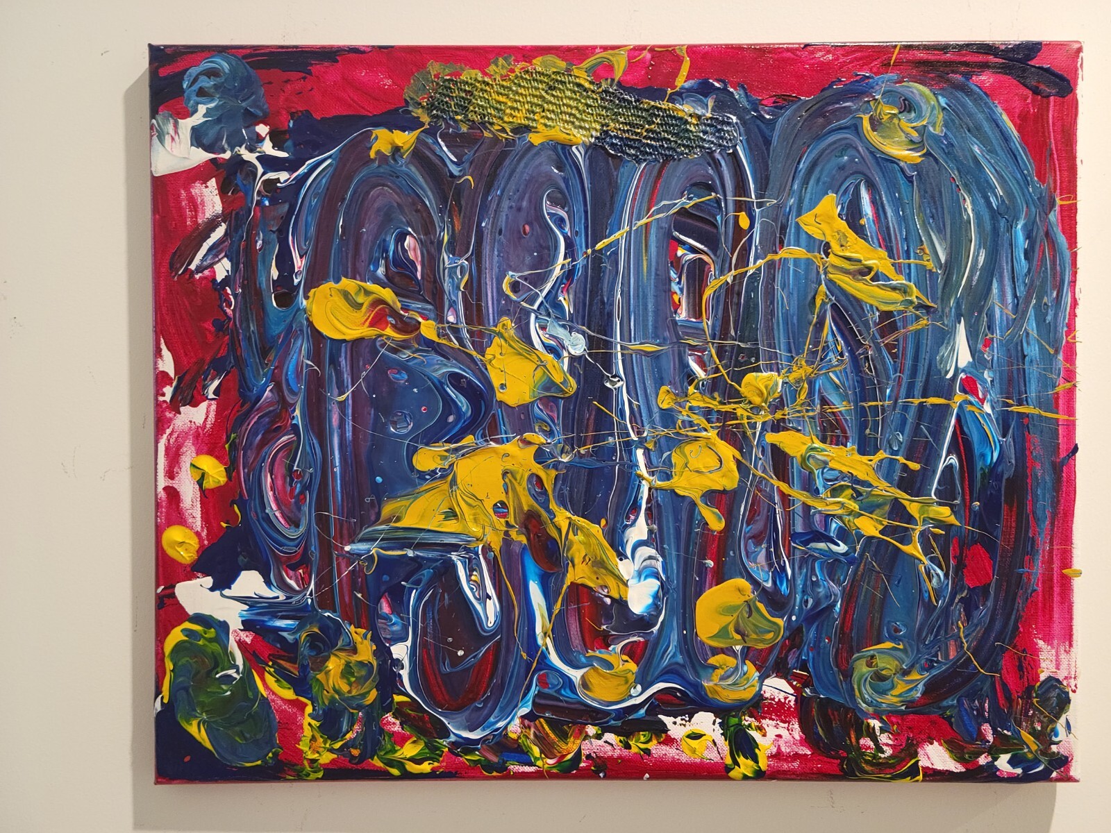Untitled 2021 IV – 16″ x 20″ Acrylic and Mesh on Canvas