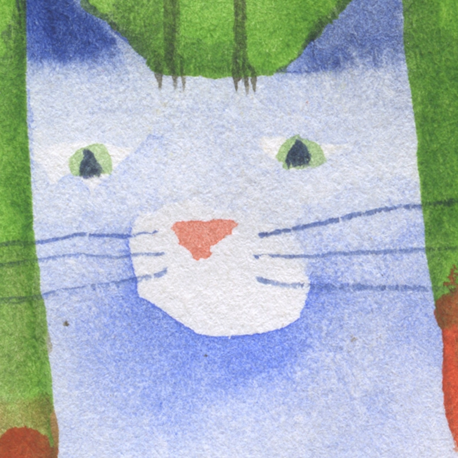 ACEO original painting art card pop surreal Watercolor Cat 90 Tim Olly acg 698