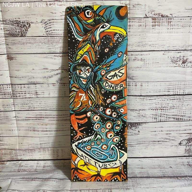 Signed Abstract Painting on Piece of Carboard- 23.75″ x 7.5″