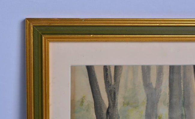 Original Watercolor Forest Landscape Painting Signed M Monaco Impressionist Art