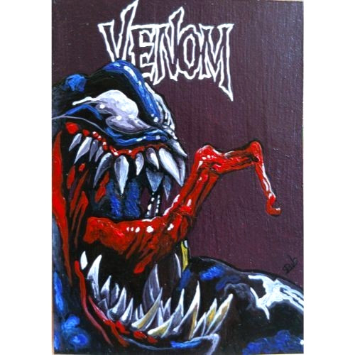 ACEO Original Venom Ordered Pop Art Marvel Hiro Fan Acrylic Hand Painting NEW