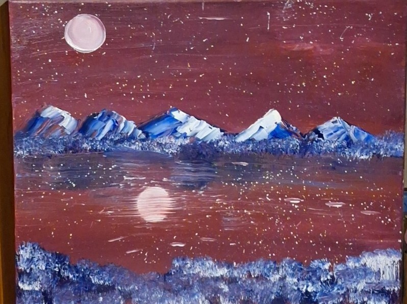 Crimson Night, Acrylic Painting – 16×20 Hand Painted Artwork on Canvas