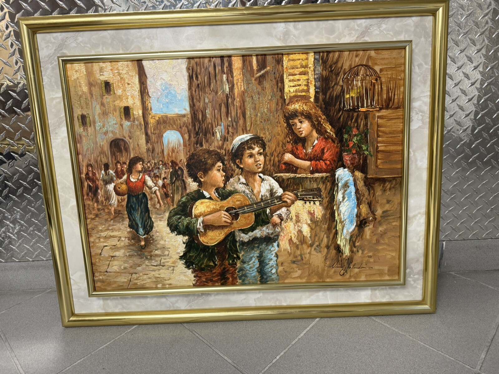 Original Oil Painting Canvas – Nino Salvadori Esposito – Italian Signed